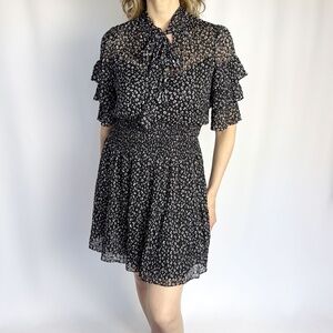 Rebecca Taylor Cheetah-pattern Ruffle Dress – Size 10